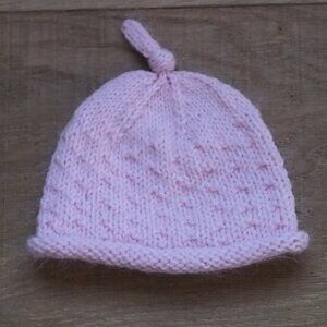 Hand Knit Pink Baby Hat